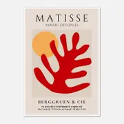 Galrie Henri Matisse Vintage Red Leaf Exhibition Print at Berggruen & Cie, Poster Only, A3 30 x 42cm (12 x 16inch)