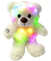 Small White Teddy Bear Glow Plush Night Light Up Stuffed Animal Sleep Toy 12 in