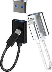 Micro USB OTG Adapter (2 Pack) USB 3.0 Female to Micro USB Male for Android Phone Compatible for Samsung S7 Tablet Keyboard Data Drive External Stick Extender USB-A Converter Cable Port Accessories