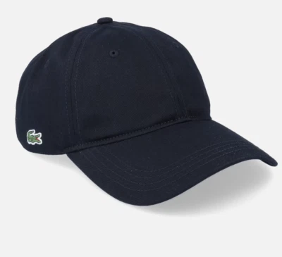 Lacoste Side Croc Solid Color Cotton Leather Buckle Hat Cap $60 New Black