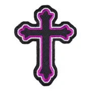 Purple & Black Decorative Cross Patch, Religious Cross Patches