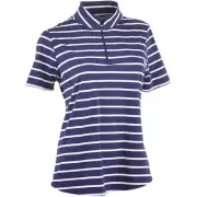 Women's IBKUL Short Sleeve 1/4-Zip Mock Neck Top - Wide Stripe