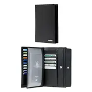 Samsonite DLX Leather Wallet - Compact with 17 RFID Credit Card Slots - Black