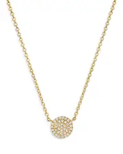 Zoe Lev 14K Yellow Gold Diamond Disc Pendant Necklace, 18