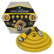 HydroTech 100 ft Expandable Garden Hose - Pro Series, 2x Max Flow, 3/4" No-Ki...