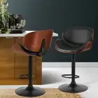 2 PCS Gas Lift Swivel Bar Stools Padded Seat Kitchen Chair Adjustable Height