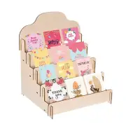 Wooden Card Display Stand Organizer Sticker Display Stand for Card, Beige