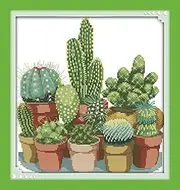 Joy Sunday Stamped Cross Stitch Kits,Cactuses Cross-Stitch Sets Embroidery Kit Needlework 11CT
