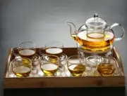 8 Pc Tea Set Glass Teapot With Infuser 600ml + Round Warmer + 6 Cups With Saucer