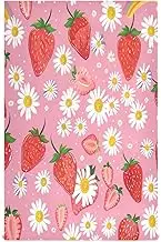 GAIREG Red Strawberries White Daisies Dish Cloths & Dish Towels, 28x18 Inch Bulk Spring Hand Towels for Bathroom
