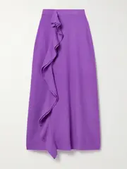 [Ulla Johnson] Ulla Johnson - Mireya Ruffled Brushed-wool Midi Skirt - Purple - medium medium Purple