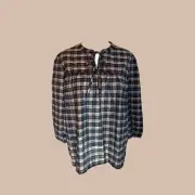 Barbour Heritage collection US SZ‎ 8 NWT Lorelie Pranine plaid peasant blouse