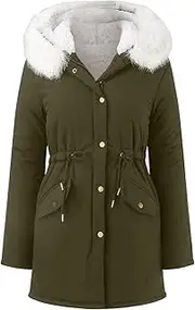 [WUANDIXFA] Jackets for Women Trendy Fall Warm Lined Jackets Long Sleeve Outerwear with Hood Lightweight