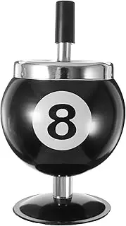 Stylish No. 8 Billiards Ball Push-Down Ashtray – Windproof Metal Ashtray with Lid for Indoor and Outdoor Use