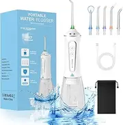 Dental Flosser with 5 Modes, 45-Day Battery, 300ml Water Tank, LED Light, White