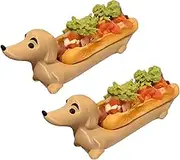 Dachshund Tray, Funny Hot Dogs Sushi Serving Tray Candy Dish Dachshund Dinner Plate, Home Decor Cute Shaped Sandwiches Puppy Dinnerplate for Hot Dogs (yellowB)