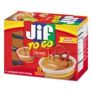 Jif To Go 24136 1.5 oz. Cup Spreads Creamy Peanut Butter (8/Box) New