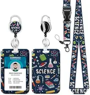 Blue Science Lanyards for ID Badges, Medical Health ID Badge Holder with Lanyard Retractable Badge Holder/Reel Lanyard, Nurse Teacher Office Gifts