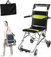 Rolling Walkers Travel Wheelchair Foldable Lightweight Mobility Device Seat Belt for Seniors Adults Kids Convenience Wheelchair Caretaker Self-Propelled Wheelchair