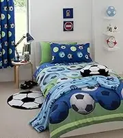 Catherine Lansfield Kids Football Double Quiltset, Blue