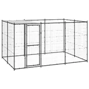 Andala Pets Outdoor Dog Kennel Steel with Roof 7.26 m
