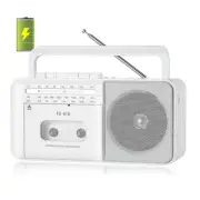 Rechargeable Cassette Tape Player Boombox with Bluetooth, Compact AM FM Radio...
