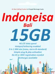 Bali Indonesia 10 days 15GB Data Travel SIM card 4G XL Network Rechargeable
