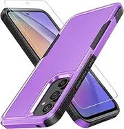 Ezydigitals Case Dual Layer Tough Cover Rugged Case for Samsung Galaxy A26 5G + Tempered Glass Screen Protectors - Purple