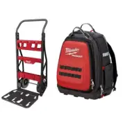 Milwaukee PACKOUT 2-Wheel Utility Folding Cart 20" w/ PACKOUT 15" Tool Backpack