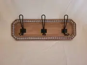 3 Hook 7x19 Wall Mount Beaded Coat Rack
