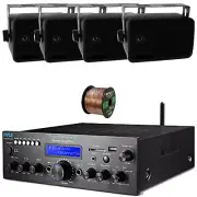 Pyle PDA612BU.5 Bluetooth FM Compact Home Receiver, 4x 3.5'' 200W Max Speakers