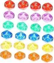 ERINGOGO 24pcs Multi Sided Dice Table Games Math Learning and Role Playing Sided Transparent Dice Mixed Colors