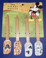 DISNEY MICkey Mouse FALL LEAVES 4 PACK SILICONE Mini SPATULA SET New