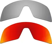 [Alphax] 2 Pcs Titanium & Fire Red Polarized Replacement Lenses for Oakley Sutro OO9406 Sport Sunglsses