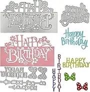 3 Sets Happy Birthday Metal Cutting Dies, SENHAI Happy Birthday & Butterfly Die Cut Stencils Word Embossing Template for Birthday Card Making