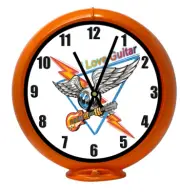 I Love Guitar Music, Orange Non-Lighted Gas Pump Globe Advertising Table Clock
