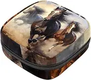 Period Bag,Sanitary Napkin Storage Bag,Running Horse Prairie Animal,Tampon Holder for Purse