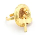 Bird Nest Ring Adjustable Ring Shiny gold plated brass 18mm 8US inner size 2737