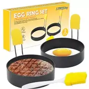 2 Pack 4 Inch Large Egg Rings Round Mold for Frying Eggs Shaper