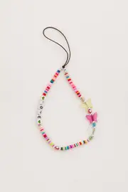 Multi Colour Butterfly And Love Phone Chain