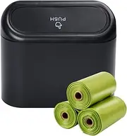 HTRTRR Car Trash Can with 60 Waste Bags, Car Waste Bin with Lid, Small Hanging Organiser, Multifunctional Storage Box, Car Accessories for Car, Home, Office and Kitchen