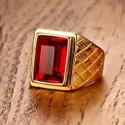 3.5Ct Emerald Cut Men's Engagement Ring Simulated Ruby Sterling Silver 925