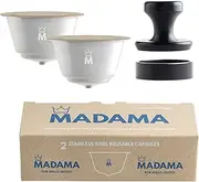 Madama - Refillable and Reusable Capsule Compatible with Dolce Gusto. Stainless Steel and Food-grade Silicone. Pack of 2 pods