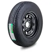 ROCKMAN Trailer Tire Rim ST205/75R14 8-Ply D 105M 5 Lug on 4.5" Black Mod Rim