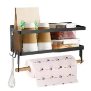 Magnetic Spice Refrigerator Fridge Rack- Space Saving Organizer Black Shelf On