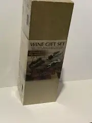 Wooden Wine Box Gift Set Contains Stopper, Corkscrew And Foil Cutter