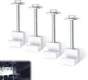 Jawmoy 4 PCS Universal Truck Tool Box Mounting Kit, Truck Tool Box Tie Downs, Aluminum J Hooks Crossover Tool Box Tie Downs, for Pickup Truck Tool (Silver)
