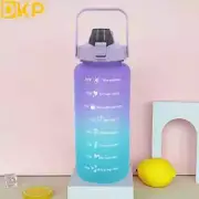 Portable Motivational Water Bottle With Time Marker & Lanyard - Purple Blue