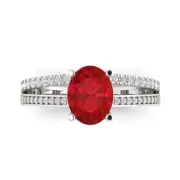 2.1ct Oval Unique Tourmaline Statement Engagement Wedding Ring 14k White Gold