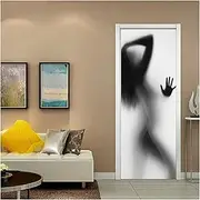 Door Stickers Fashion - Girl Door Sticker Cartoon Girly Style Self-Adhesive Wallpaper Bedroom Living Room Mural(N,85x215cm)